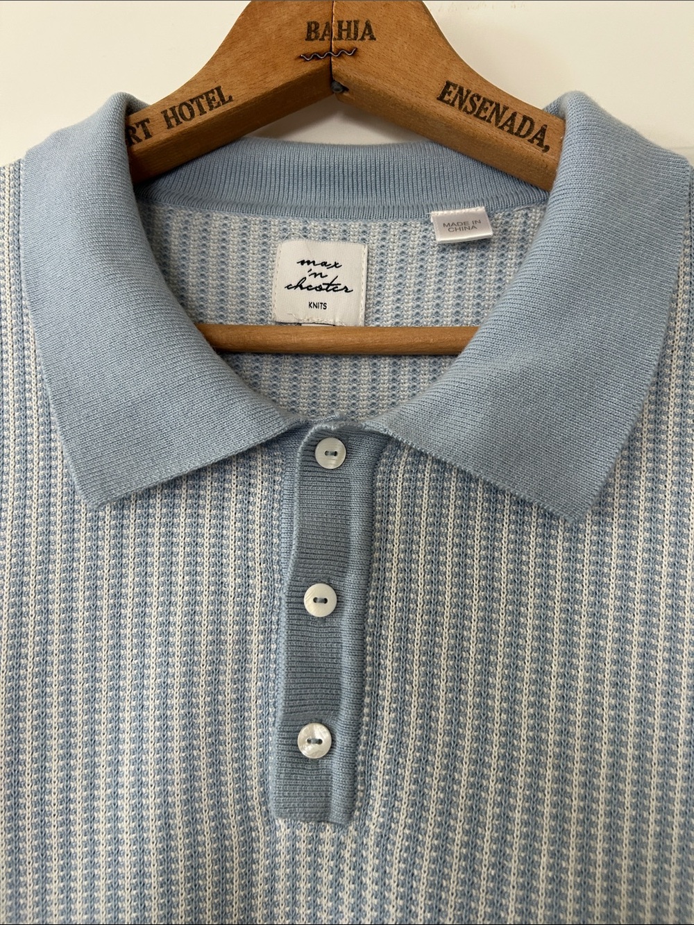 Max 'n Chester Knits Polo Shirt Sz XXL w MEASUREMENTS Lite Blue, White